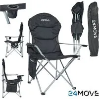 24MOVE® Campingstuhl Salvador - Faltbar & Gepolstert - Camping-Möbel mit Tragetasche, bis 150kg belastbar. Genießen Sie ultimativen Komfort und Entspannung bei jedem Outdoor-Abenteuer!
