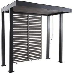 MWH Grillzebo Pavillon mit Lamellenwand Aluminium 259,5x154x240 cm - Iron Grey - Pavillon für Grillliebhaber, wetterfest mit praktischer Lamellenwand für optimale Belüftung und Schutz beim Grillen.