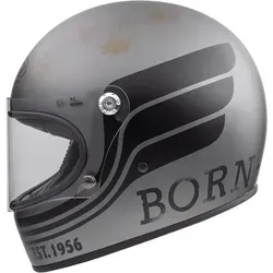Premier Trophy BTR Integralhelm - Matt Grau/Schwarz - XS - Motorradhelm mit optimalem Schutz durch Glasfaser-Carbon-Mix, retro-inspiriert und kratzfestem Visier für klare Sicht. Ideal für stilbewusste Biker.