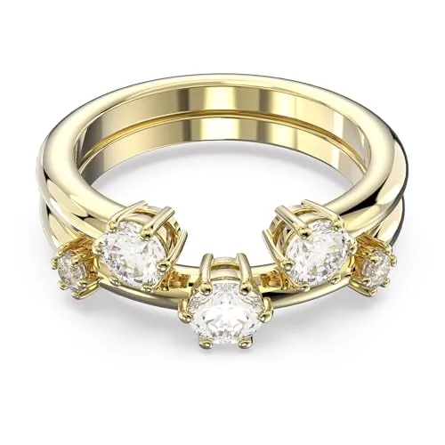 Swarovski Fingerring mit Kristall, goldfarben 55 - Eleganter Ring aus rhodiniertem Metall mit strahlendem Swarovski-Kristall, perfekt für besondere Anlässe oder als stilvolles Accessoire.