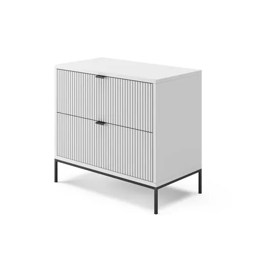 Vicco Nachtschrank Eliza, Weiß, 66 x 60 cm mit 2 Schubladen - Moderner Nachtschrank in Weiß, bietet mit 2 Schubladen praktischen Stauraum für Ihre Nachtutensilien und sorgt für Ordnung im Schlafzimmer.