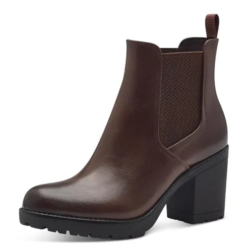 MARCO TOZZI Damen Chelsea Boots Vegan - Bequeme Schlupfstiefel in Braun (Chestnut) - Wanderschuhe mit softig weicher Feel me Sohle für optimalen Tragekomfort. 100% vegan und aus hochwertigen Materialien, ideal für stilvolle Auftritte bei jedem Anlass.