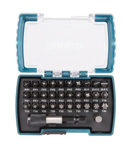 Makita D-74762 32-teiliges Bitset - Vielseitiges Schrauber Bit Set mit 32 Teilen für präzises Arbeiten. Ideal für verschiedene Anwendungen im Bohrzubehör. Robuste Qualität von Makita.