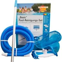 Summerfun Basic Pool Reinigungsset - Komplettes Reinigungsset für Schwimmbecken mit Sandfilteranlage. Enthält Bodensaugbürste, Teleskopstange, Schwimmbadschlauch und Bodenkescher für eine gründliche Reinigung.