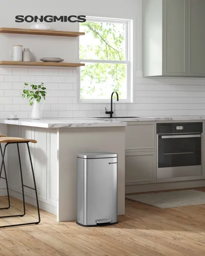 Songmics Mülleimer LTB03NL, 30 Liter aus Edelstahl - Eleganter Treteimer mit Soft-Close Funktion für leises Schließen, ideal für Küche oder Büro. Der luftdichte Deckel schützt vor Gerüchen und der herausnehmbare Eimer sorgt für einfache Reinigung.