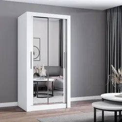imoebel24 Schwebetürenschrank MILAN 100 cm - Weiß mit Spiegel - Schwebetürenschrank mit zwei Spiegelfronten, platzsparendem Schwebetürsystem und vielseitigem Design für Schlafzimmer, Wohnzimmer oder Flur. Ideal für stilvolle Aufbewahrung.