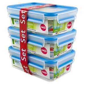 Emsa Frischhaltedosen-Set 1l 3er Set blau - Frischhaltedosen, luftdicht und BPA-frei, ideal für eine lange Lebensdauer von Lebensmitteln.