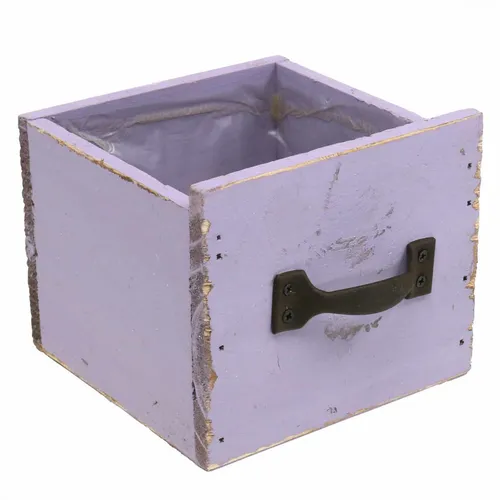 Holz-Schublade Shabby Chic Lila Deko Übertopf Frühling 12,5×12,5×10cm