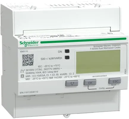 Schneider Electric A9MEM3115 Energiezähler, 3-phasig, 63A, mit Teilzähler, 4 Tarife, MID konform