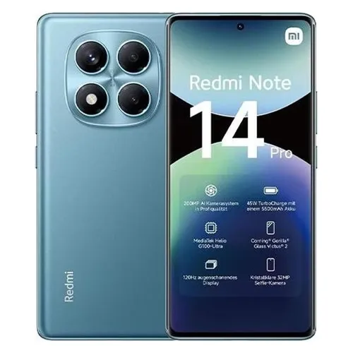 Xiaomi Redmi Note 14 Pro LTE 512GB/12GB RAM Dual-SIM - Ocean Blue - Smartphone mit 200MP Kamera, beeindruckendem 6.67" AMOLED-Display und 4 Jahren Sicherheits-Updates für maximale Leistung und Sicherheit.