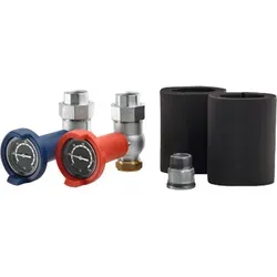Buderus Anschluss-Set VL/RL | Kugelhähne, Thermometer | 28 mm auf G1'' - Wärmepumpenzubehör für Buderus Logatherm WLW, inklusive Thermometer und Rückschlagklappe für effizienten Wärmeverlustschutz.