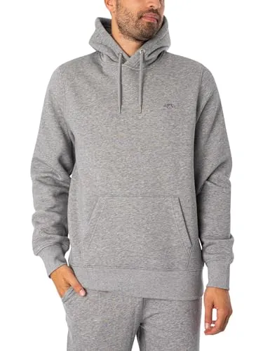 Hoodie GANT REG SHIELD HOODIE, Herren - Herren-Sweatshirt in grau melange mit Kapuze und Logostickerei. Weiche Sweat-Qualität sorgt für hohen Tragekomfort.