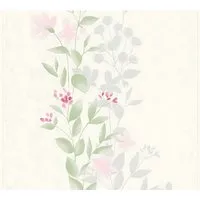 PROFHOME 372661-GU Blumen Tapete – Floral in Grün, Rosa und Grau - Vliestapete in matt grün mit floralen Mustern, ideal für Wohnräume. Hochwaschbeständig und leicht zu verarbeiten – für ein stilvolles Ambiente.