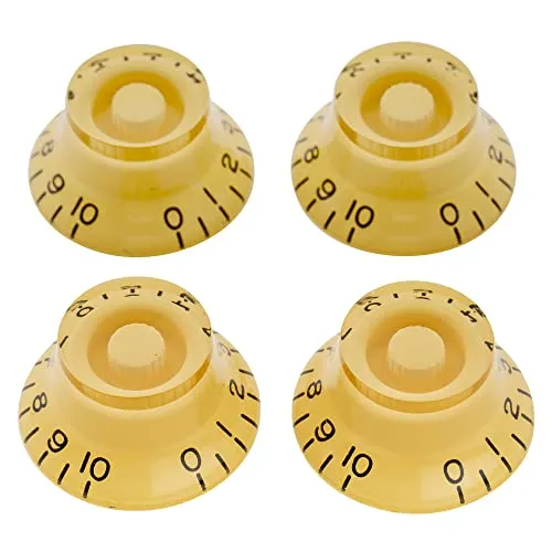 Musiclily Pro Metrische Größe 18 Splines Hutform Potiknopfe Top Hat Bell Knobs für Epiphone Les Paul SG Style E-Gitarre, Creme (4er Set)
