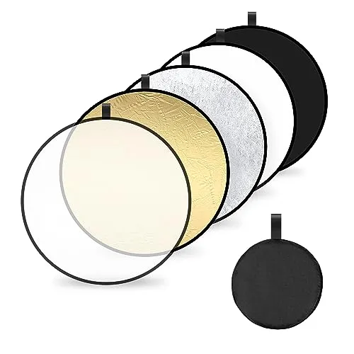 Licht Reflektor 5 in1 Fotografie Reflector 80cm Rund Diffusor Fotografie Faltreflektor für Portrait Foto Selfie Hochzeitsfotografie Außenbeleuchtung
