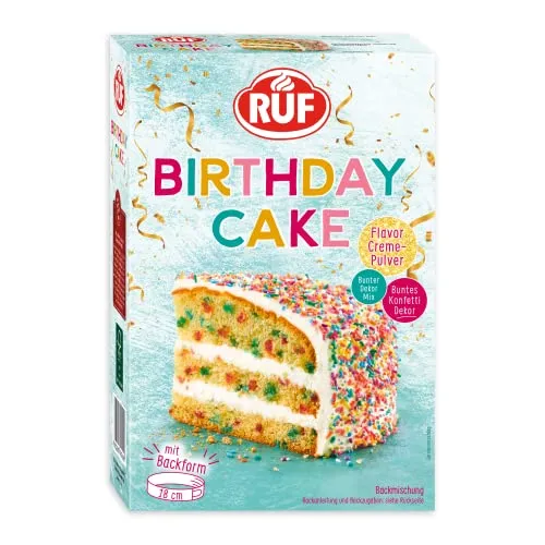 RUF Birthday Cake, Geburtstagskuchen - Streudekor & Streusel, köstlicher Schicht-Torte mit buntem Konfetti und einfacher Zubereitung – der perfekte Hingucker für jede Feier!