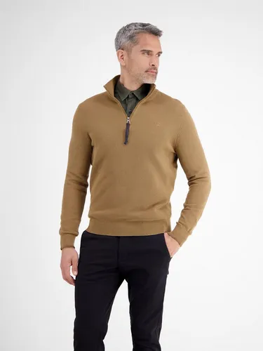 LERROS Herren Stricktroyer in light coffee - Herren-Pullover aus 100% Baumwolle mit sportlicher Melange-Optik und klassischem Troyerkragen – ideal für den täglichen Style.