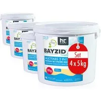 BAYZID 4x 5 kg Multitabs 20g 5in1 für Pools - Poolzubehör für umfassende Wasserpflege, mit 5-Phasen-Wirkung zur Langzeitdesinfektion und Algenbekämpfung – ideal für sauberes und klares Poolwasser.