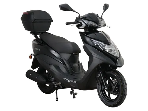 Alpha Motors Topdrive 125 ccm - Motorroller schwarz, 85 km/h, sportlich und mit praktischem Topcase