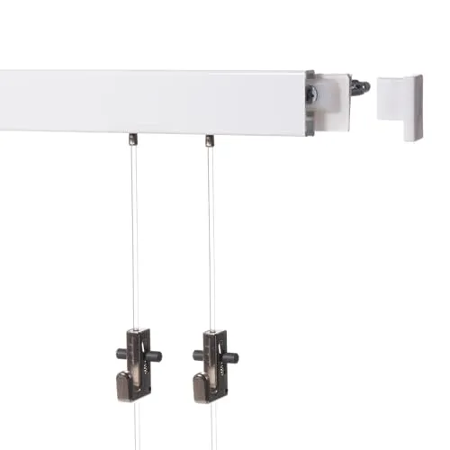 SOFT-RAIL® Bilderschienen Set COMFORT (M), 1 x 2m, Weiß - Praktisches Bilderschienensystem aus Aluminium in Weiß, ideal für kreative Wandgestaltungen. Das Set enthält alles für die einfache Montage und bietet eine Tragkraft von bis zu 10 kg pro Haken.