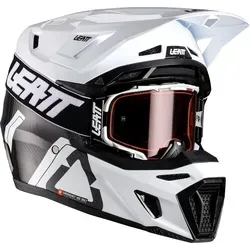 LEATT Moto Helmet Kit 9.5 - V26 | Carbon/White | L 59-60cm - Motorradhelm mit 360° Turbine Technology für maximalen Schutz und Komfort. Ultraleichte Carbon-Schale und im Set mit Velocity 6.5 Iriz MX-Brille für optimale Sicht.