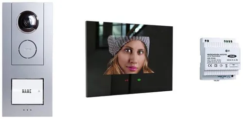M-E VD-ALU-6109-S-S Video IP Türsprechanlagen Set für 1-Familienhaus - Vistadoor-System Video: Modernes Set mit Aluminium-Außenstation und 7 Zoll Touch-Monitor für einfache Bedienung und digitalen Bildspeicher.
