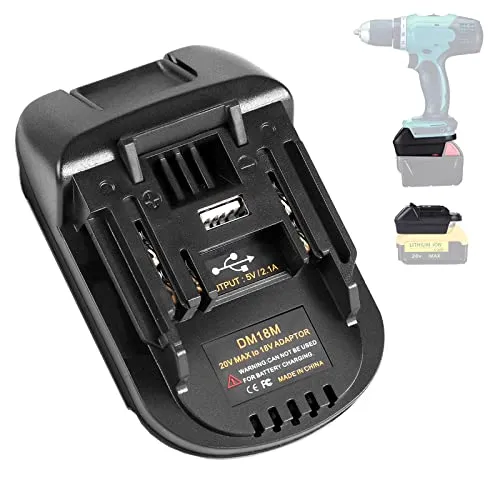DM18M Akku Adapter für Dewalt 20V für Milwaukee M18 18V Batterie, umwandelbar in für Makita Batterie Elektrowerkzeuge, mit USB-Aufladung