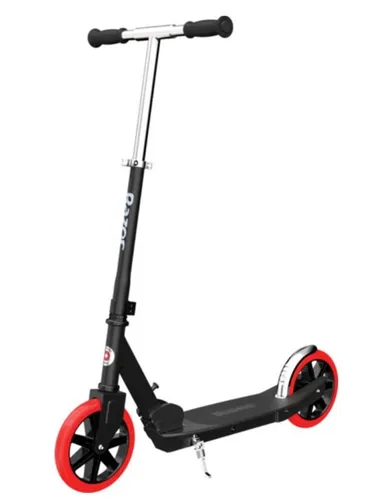 Razor Carbon Lux Kick Scooter für Kinder ab 8 Jahren, Aluminium, Schwarz - Cityroller mit rutschfestem Deck und großen 8-Zoll Urethan-Rädern für eine komfortable Fahrt. Leicht faltbar und ideal für Pendler und Wochenendausflüge.