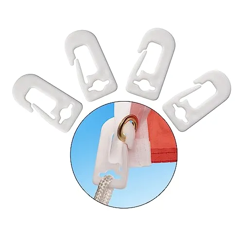 PHENO FLAGS Karabiner-Flaggenhaken 10er Set - Robuste Befestigung für Fahnen - Praktisches 10er Set aus wetterbeständigen Kunststoffkarabinern zur sicheren Befestigung von Fahnen am Mast. Ideal für den Außenbereich und vielseitig einsetzbar, ermöglicht eine einfache Montage ohne Klappergeräusche.