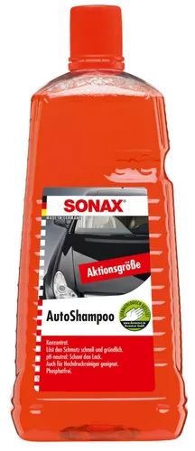 Sonax AutoShampoo Konzentrat 2 L - Sanfte Lackreinigung - Autopolitur, reinigt gründlich und schont den Lack dank sanfter Tenside, phosphatfrei und pH-neutral, ideal für manuelle Fahrzeugreinigung und Hochdruckreiniger.