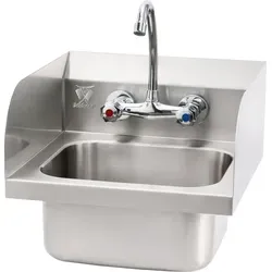 Beeketal Gastro Handwaschbecken HWB-II - Edelstahl - Waschbecken für Gastronomie mit 3-seitiger Aufkantung, ideal für höchste Hygienestandards in Großküchen und Krankenhäusern. Schnelle Montage und einfache Reinigung.