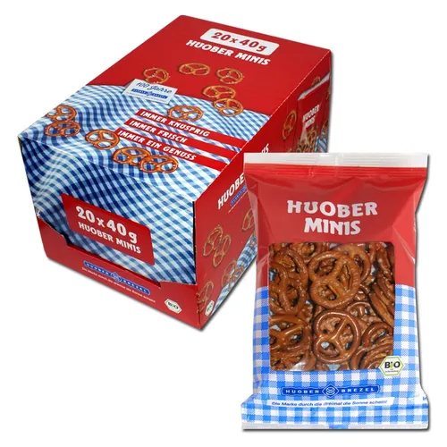  Huober Bio Mini-Brezel, Laugengebäck, 20 Beutel je 40g 12,09€/1kg