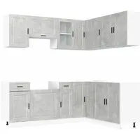 vidaXL 11-tlg. Küchenschrank-Set Porto Betongrau - Küchenunterschränke mit elegantem Design, viel Stauraum und pflegeleichter Oberfläche. Ideal für eine moderne Küche.