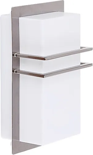 Moderne Chrom Matt Weiße Wandleuchte von Rabalux - Stilvolle Außenlampe mit IP44 Schutz, ideal für Patio und Veranda. Energieeffizient mit 1x11W/E27 Leuchtmittel und modernem Design.