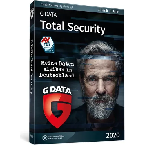 G Data Total Security 1 Gerät Download Code - Security-Suite mit 1 Jahr Laufzeit, ideal für sicheres Online-Banking und automatischer Prüfung von USB-Sticks.