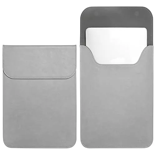 TECOOL Slim 13 Zoll Laptop Hülle Leder, Waterproof Tasche für 13 Zoll MacBook Air M1 M2 M3 2018-2020-2024, 2016-2020 2021 2022 MacBook Pro 13 M1/M2, Sleeve für Surface Pro, Huawei 13, XPS 13-Grau