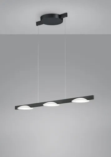 Helestra 3er-LED-Pendelleuchte POLE 100cm schwarz - Moderne Pendelleuchte für stilvolle Essbereiche, mit 28 Watt LED und 3940 Lumen für optimale Beleuchtung. Optional mit CASAMBI-Bluetooth-Modul für smartes Lichtmanagement.