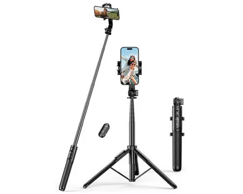 Ugreen Bluetooth Selfie Stick mit Stativ & Fernbedienung - Schwarz - Handy-Gadgets mit 1,6 m ausziehbarer Länge und Bluetooth-Fernbedienung für kreative Fotos und Videos – ideal für Gruppenbilder und spontane Aufnahmen.