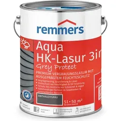 Remmers HK-Lasur 3in1 Grey Protect anthrazitgrau, 5L - Premium Holzlasur für außen – vereint Imprägnierung, Grundierung und Lasur in einem Produkt, ideal für Zaun, Carport und mehr. Schnelltrocknend, langlebig und umweltverträglich.