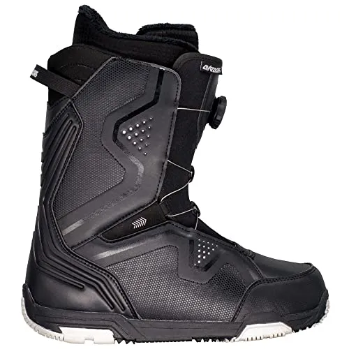 Airtracks Herren Snowboard Boots Strong ATOP - Schwarz - Größe 46 - Vielseitige Snowboard Boots für All-Mountain Riding. Die Atop-Quick-Lace Schnürung sorgt für optimalen Halt, während die leichte Außensohle Dämpfung und Support bietet. Ideal für anspruchsvolle Fahrer.