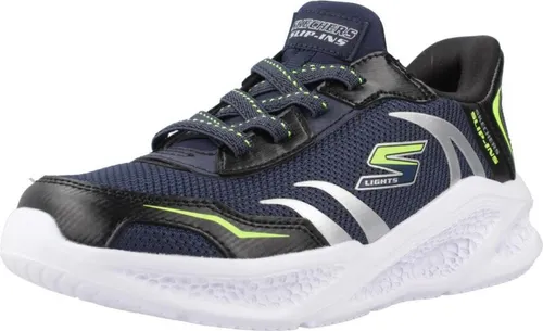 Skechers Meteor-Lights 403848L-NVBK Kinder Sneaker - Bequeme Slip-Ons mit Leuchteffekt und exklusivem Fersenkissen. Ideal für aktive Kinder, die Sportlichkeit und Style vereinen möchten.