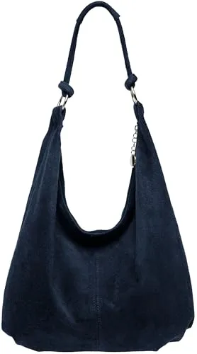 Caspar Große Damen Vintage Veloursleder Tasche - CLASSIC LINE - Modell No.617 - Damen-Schultertaschen aus samtweichem italienischem Veloursleder, zeitlos elegant und ideal für Alltag sowie Freizeit mit großzügigem Stauraum für A4-Ordner.