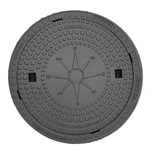 HYDROTEC Schachtabdeckung Windrose Kompass - Baustoffe - Robuste Vollgussdeckel mit Beton-Guss-Rahmen, ideal für PKW-Befahrbarkeit und Belastungsklasse B125, perfekt für Garten und Einfahrten.