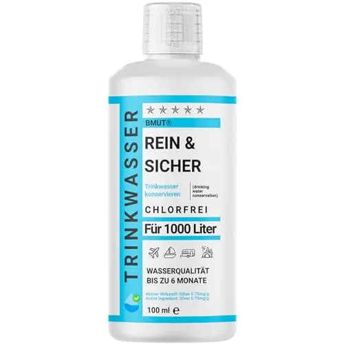 Trinkwasseraufbereitung 100ml – Konservierung für 1000 Liter, Rein & Sicher - Chemische Wasseraufbereitung für Wohnmobile, Camping und Outdoor. Konserviert bis zu 1000 Liter Trinkwasser bis zu 6 Monate ohne Chlor – ideal für Notfälle!