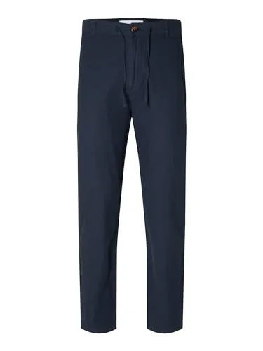 SELETED HOMME SLH172-SLIMTAPE Brody Linen Pant NOOS - Wanderhose mit abgestepptem Saum und praktischen Taschen, ideal für aktive Outdoor-Abenteuer und komfortable Bewegungsfreiheit.