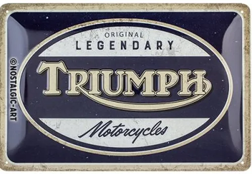 Relief-Blechschild "Triumph Motorcycles" - 30x20cm - Emaille Motorrad Werbung