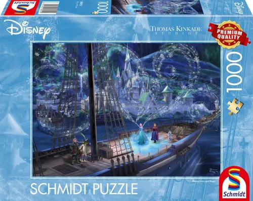 Thomas Kinkade Disney Frozen: Love and Magic Puzzle 1000 Teile - Faszinierendes 1000 Teile Puzzle mit Disney-Motiv, ideal für kreative Stunden. Größe: 69,3 x 49,3 cm, geeignet für Kinder ab 12 Jahren.
