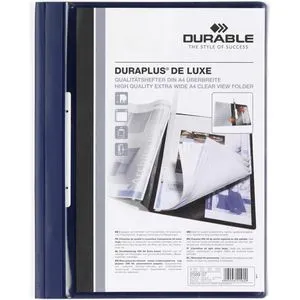 Durable Angebotsmappe 2589-07, Duraplus de Luxe, blau, A4 Überbreite, PVC, abheftbar, m.Sichttasche