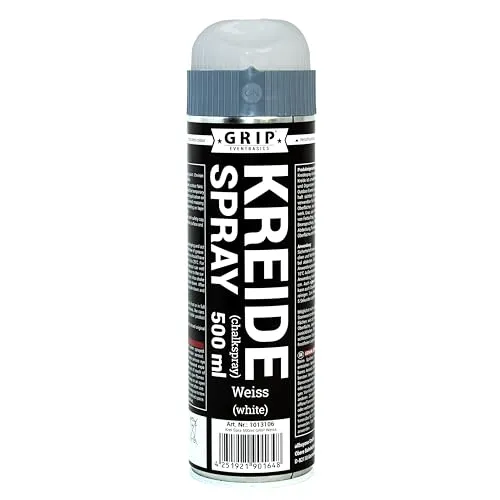 GRIP Eventbasics Kreidespray 500 ml, weiß, mit Überkopfdüse, Sprühkreide für temporäre Markierungen