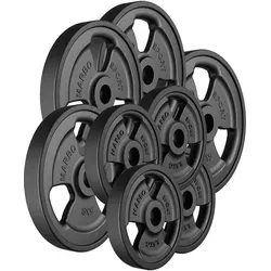Tri-Grip Gummierte Guss Hantelscheiben-Set 30 kg - Hanteln & Gewichte, mit rutschfestem Tri-Grip Design für sicheres Handling und vielseitiges Training zu Hause oder im Fitnessstudio.